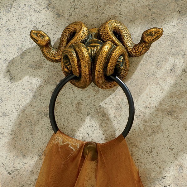 Design Toscano Wall Mounted Egyptian Cobra Goddess Towel Ring Wall